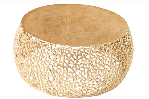 Table basse en métal doré 73 x 73 cm artisanale