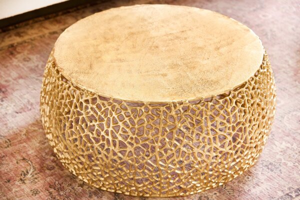 Table basse en métal doré 73 x 73 cm artisanale