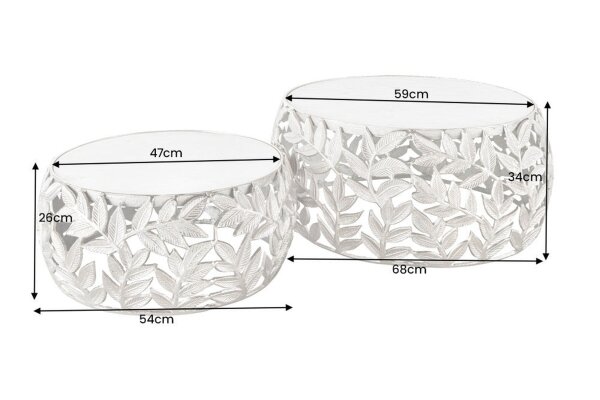 Table basse set de 2 marbres métal blanc fait main