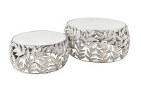 Table basse set de 2 marbres métal blanc fait main
