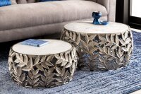 Table basse set de 2 marbres métal blanc fait main