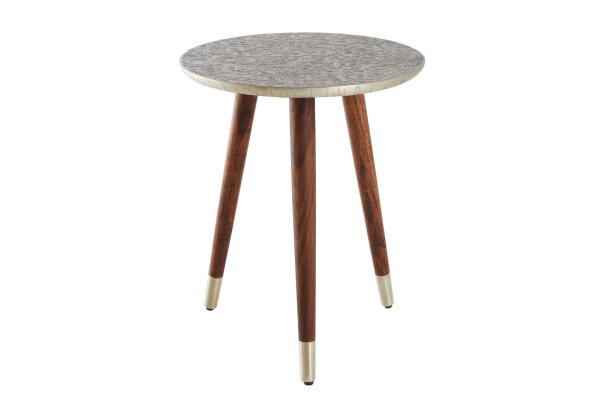 Table dappoint en bois dacacia métal 40x50 cm (lxh) artisanale