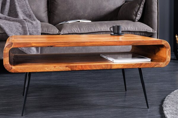 Table basse en bois de sheesham et métal 90 x 50 cm