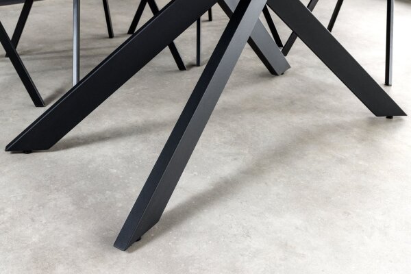 Table de salle à manger extensible céramique métal blanc noir