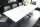 Table de salle à manger extensible céramique métal blanc noir