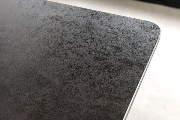 Table de salle à manger extensible céramique métal anthracite noir