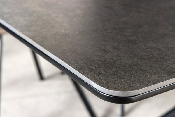 Table de salle à manger extensible céramique métal anthracite noir