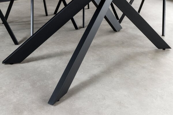 Table de salle à manger extensible céramique métal anthracite noir