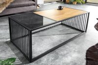 Table basse verre MDF métal en noir naturel 100x50 cm