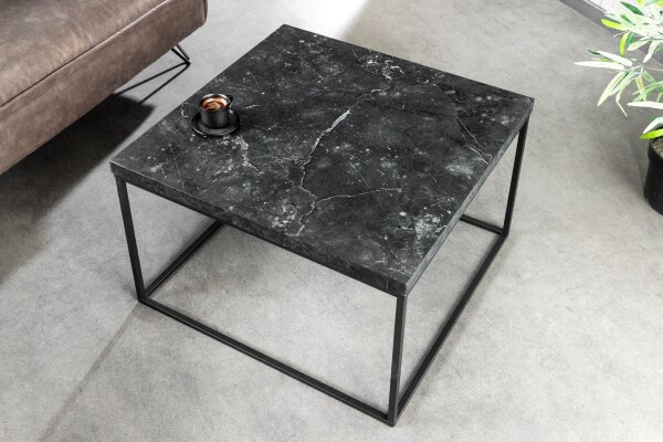 Table basse noire 60 x 60 cm aspect marbre noir