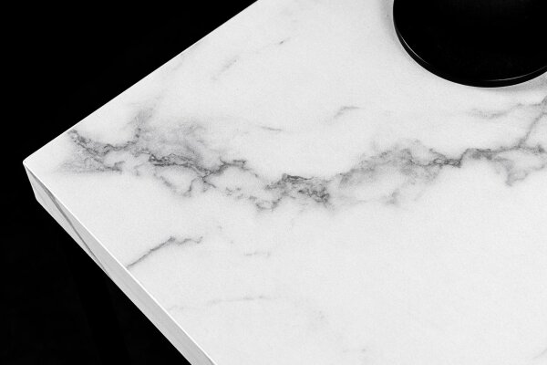 Table basse Blanc Noir 60 x 60 cm Aspect marbre Moderne