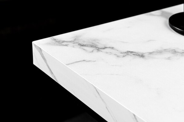 Table basse Blanc Noir 60 x 60 cm Aspect marbre Moderne