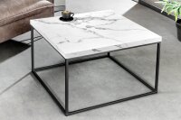 Table basse Blanc Noir 60 x 60 cm Aspect marbre Moderne