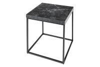 Table dappoint carr&eacute;e noire 40 x 40 cm aspect marbre