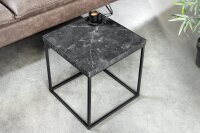 Table dappoint carrée noire 40 x 40 cm aspect marbre
