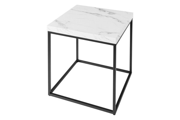 Table dappoint en noir blanc 40 x 40 cm aspect marbre