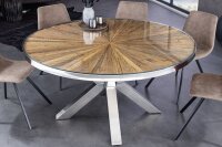 Table de salle à manger teck verre dur acier...