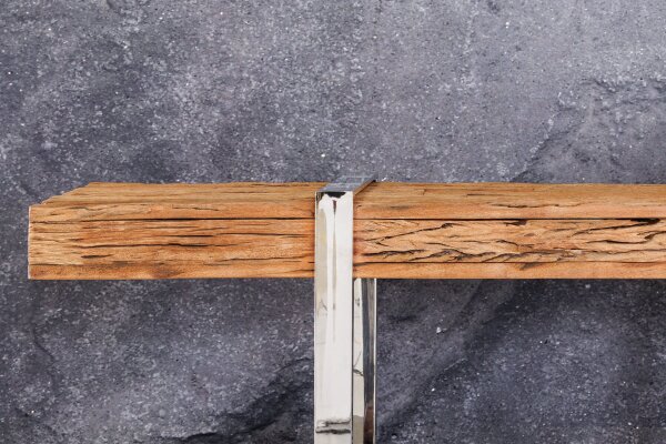 Table console avec tiroir teck inox 140 cm
