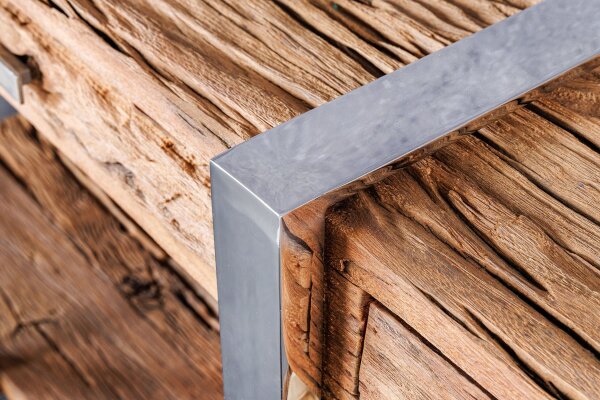 Table console avec tiroir teck inox 140 cm