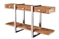Table console avec tiroir teck inox 140 cm