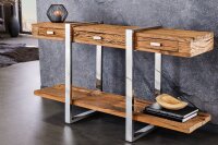 Table console avec tiroir teck inox 140 cm