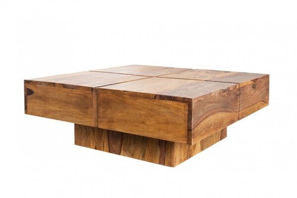 Table basse en bois de sheesham naturel 70 x 70 cm