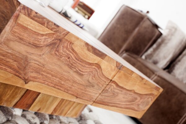 Table basse en bois de sheesham naturel 70 x 70 cm