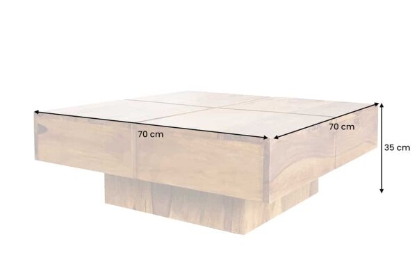 Table basse en bois de sheesham naturel 70 x 70 cm
