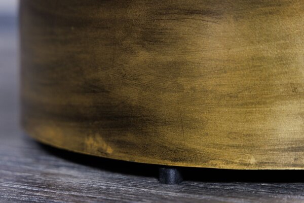 Table basse en marqueterie noire or blanc Ø 60 cm artisanale
