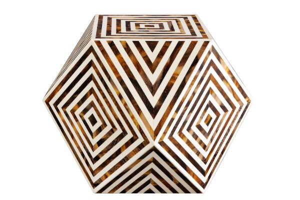 Table dappoint incrustée en noir blanc 40x57 cm artisanale