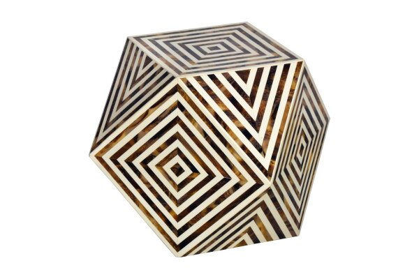 Table dappoint incrustée en noir blanc 40x57 cm artisanale