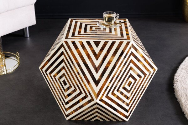 Table dappoint incrustée en noir blanc 40x57 cm artisanale