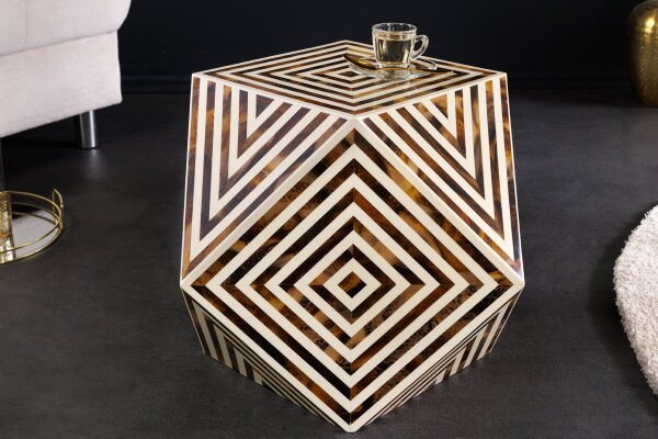 Table dappoint incrustée en noir blanc 40x57 cm artisanale