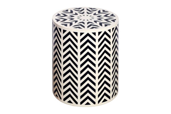 Table dappoint noir blanc 35 x 35 cm artisanale