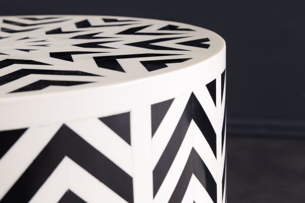 Table dappoint noir blanc 35 x 35 cm artisanale
