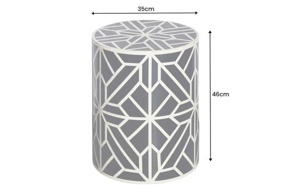 Table dappoint incrustée en noir blanc 35x35 cm artisanale