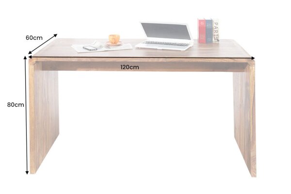 Bureau en bois de sheesham naturel 120 x 60 cm