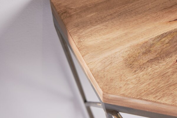 Table console mangue bois métal en laiton naturel 90 cm