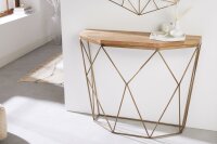 Table console mangue bois métal en laiton naturel...