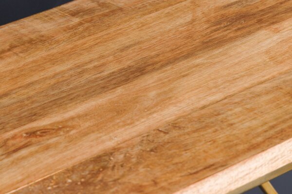 Table console mangue bois métal en laiton naturel 119 cm