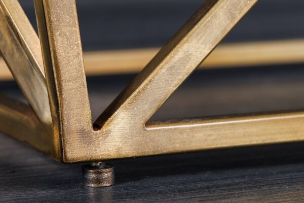 Table console mangue bois métal en laiton naturel 119 cm