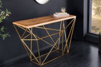 Table console mangue bois métal en laiton naturel...