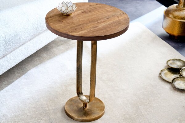 Table dappoint ronde Ø 45 cm Mango Bois Métal Travail manuel