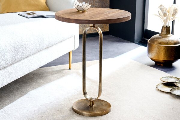 Table dappoint ronde Ø 45 cm Mango Bois Métal Travail manuel
