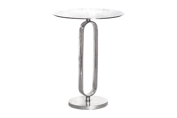 Table dappoint en métal blanc argenté 45x45 cm artisanale
