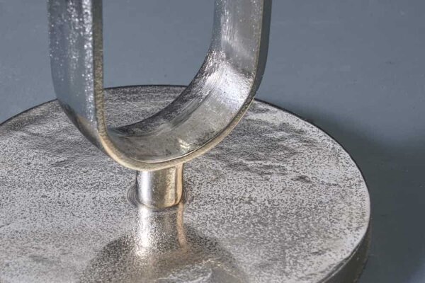 Table dappoint en métal blanc argenté 45x45 cm artisanale