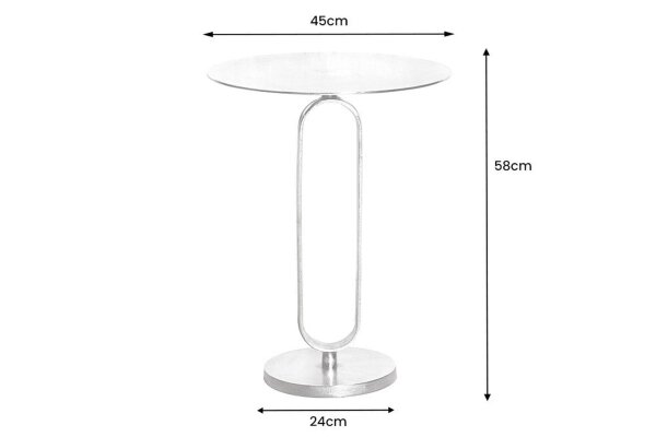 Table dappoint en métal blanc argenté 45x45 cm artisanale