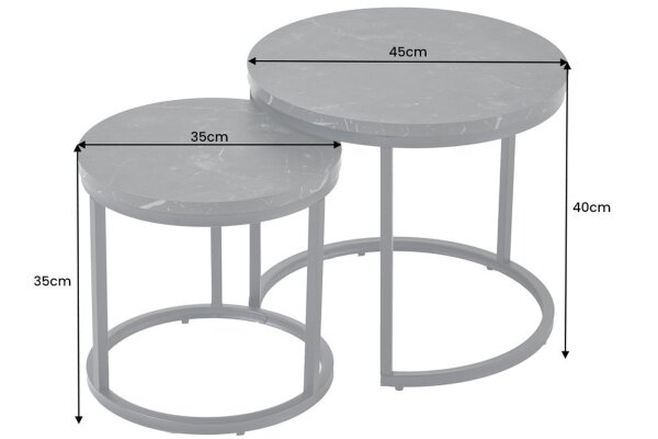 Set de 2 tables dappoint MDF métal noir rond