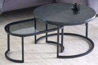 Set de 2 tables basses MDF verre trempé...