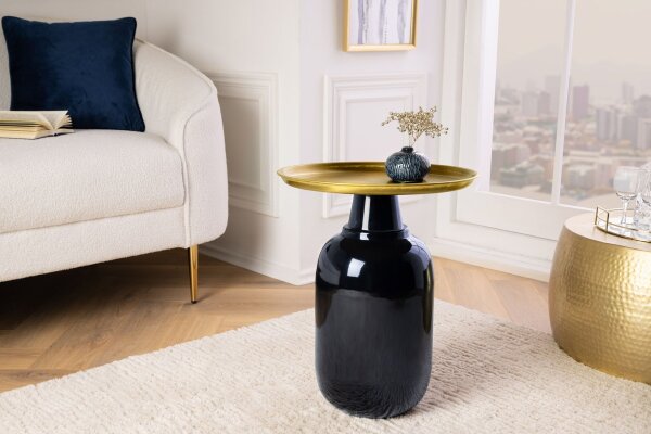 Table dappoint en métal doré noir 40x40 cm artisanale